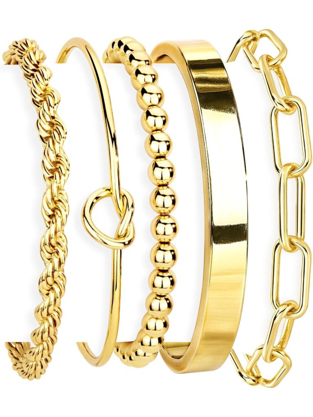 Women's Gold Bracelet Set For 14 Gold Plated Non Tarnish Stackable Bangles